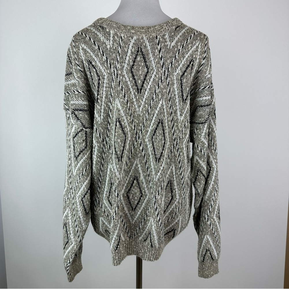 Vintage Jed Neutral Diamond Print Dad Sweater Size XL